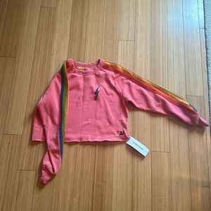 Aviator Nation 5 Stripe Crop Sweatshirt